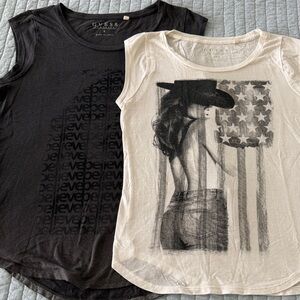 Guess Black and White Graphic Muscle Tees